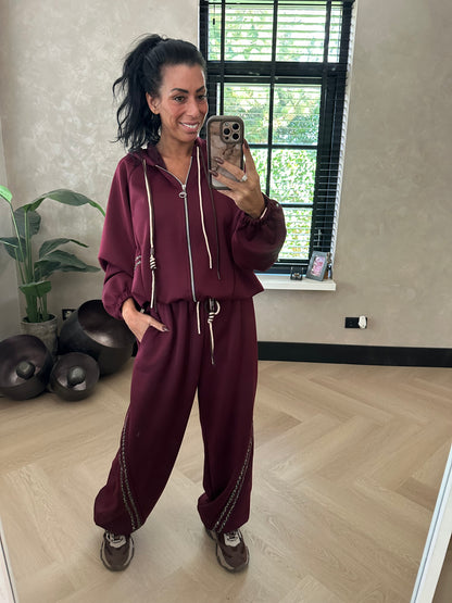 Leopard Stripe Comfy Set Bordeaux