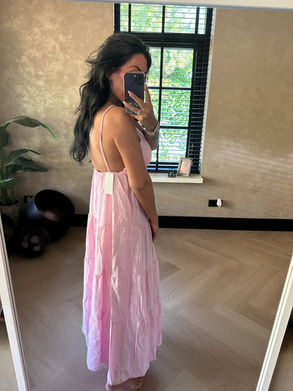 Chevy-Kleid mit Taschen Rosa