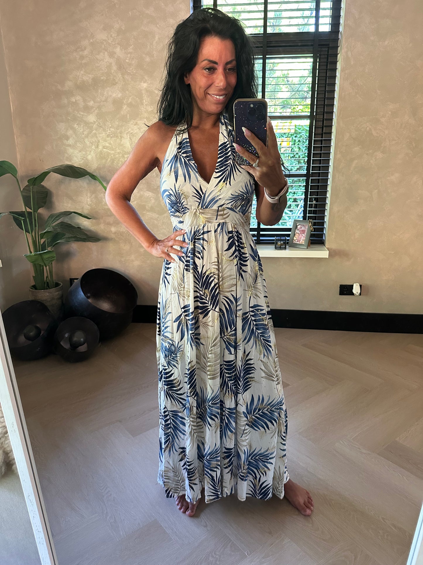 MAGIC Backless Dress Gold Blue