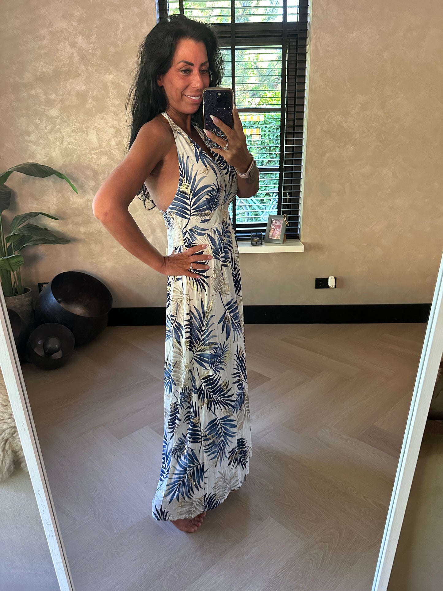 MAGIC Backless Dress Gold Blue