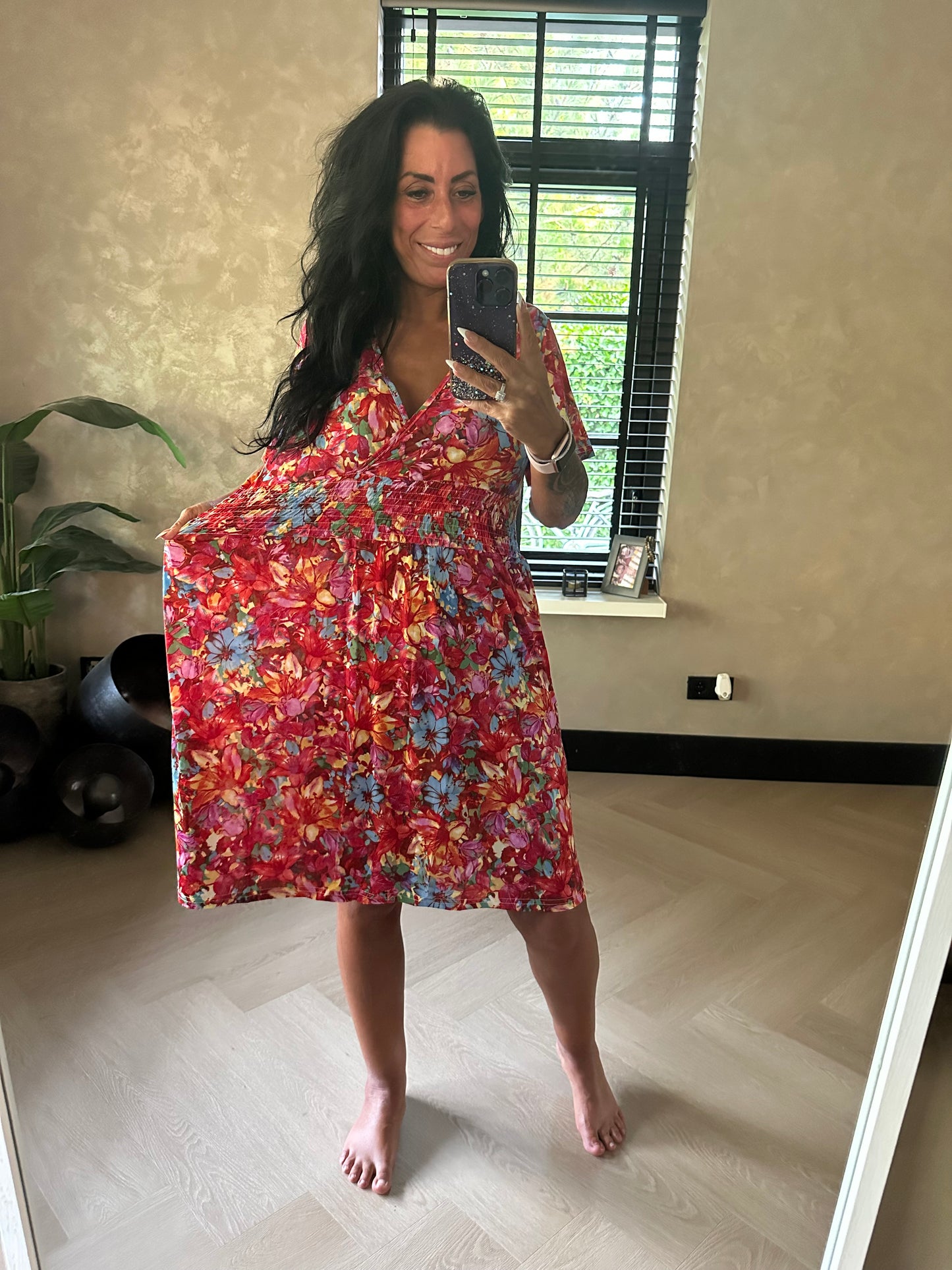 MAGIC Dress Short Flowers Red