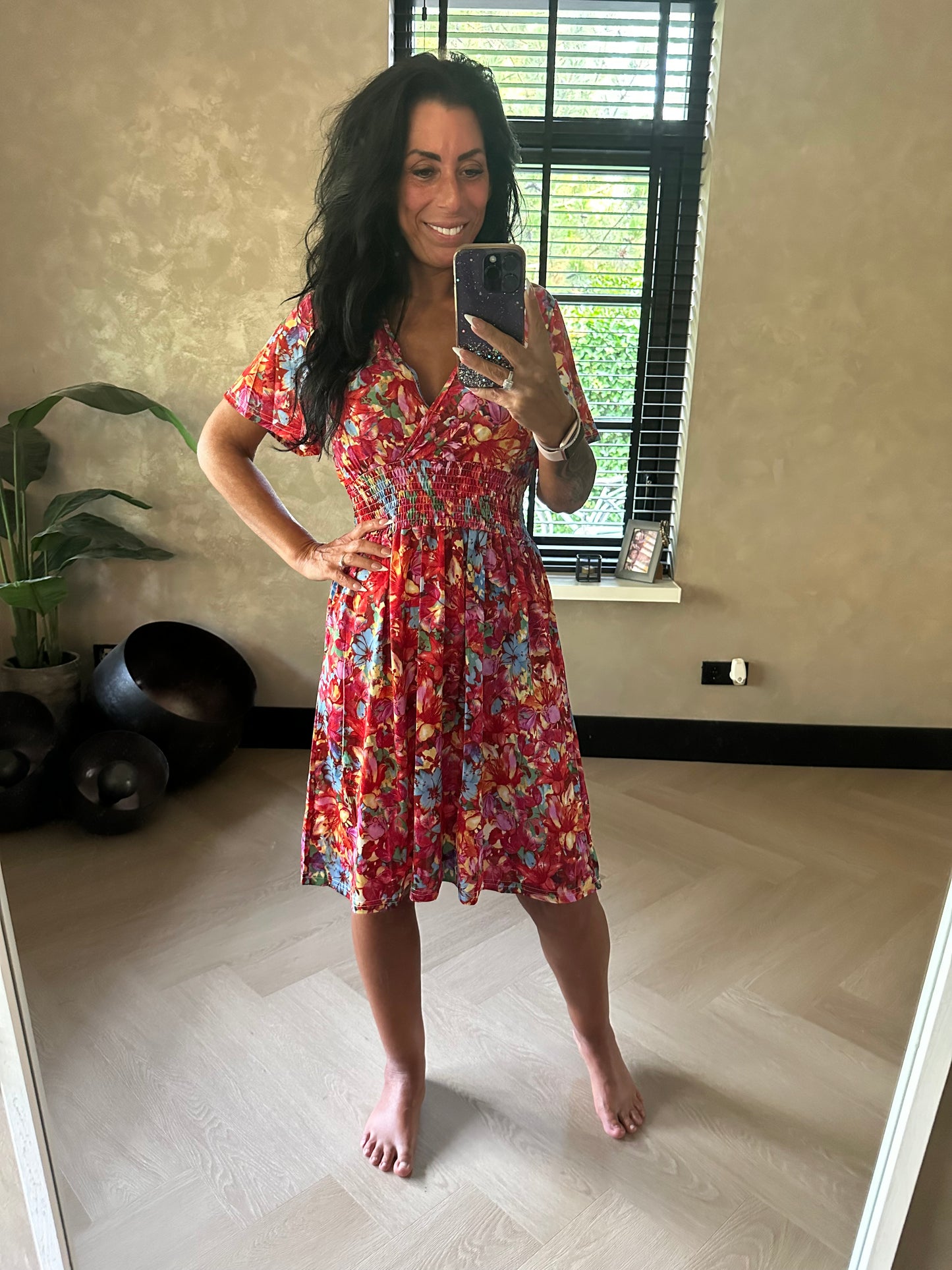 MAGIC Dress Short Flowers Red