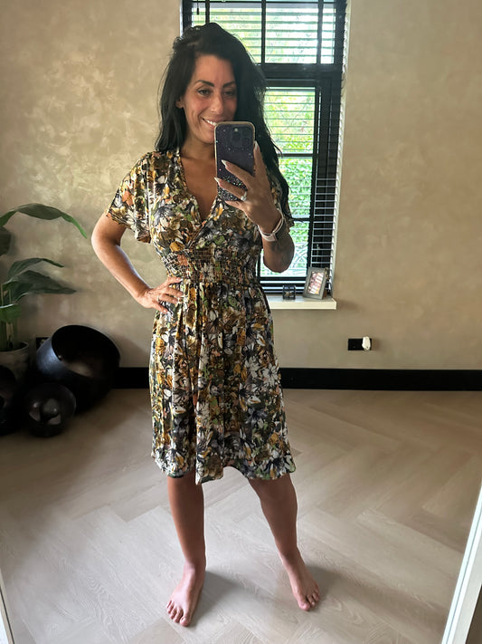 MAGIC Dress Short Flowers Black