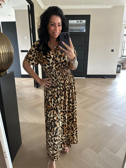 MAGIC Dress Long Leopard Gold Camel