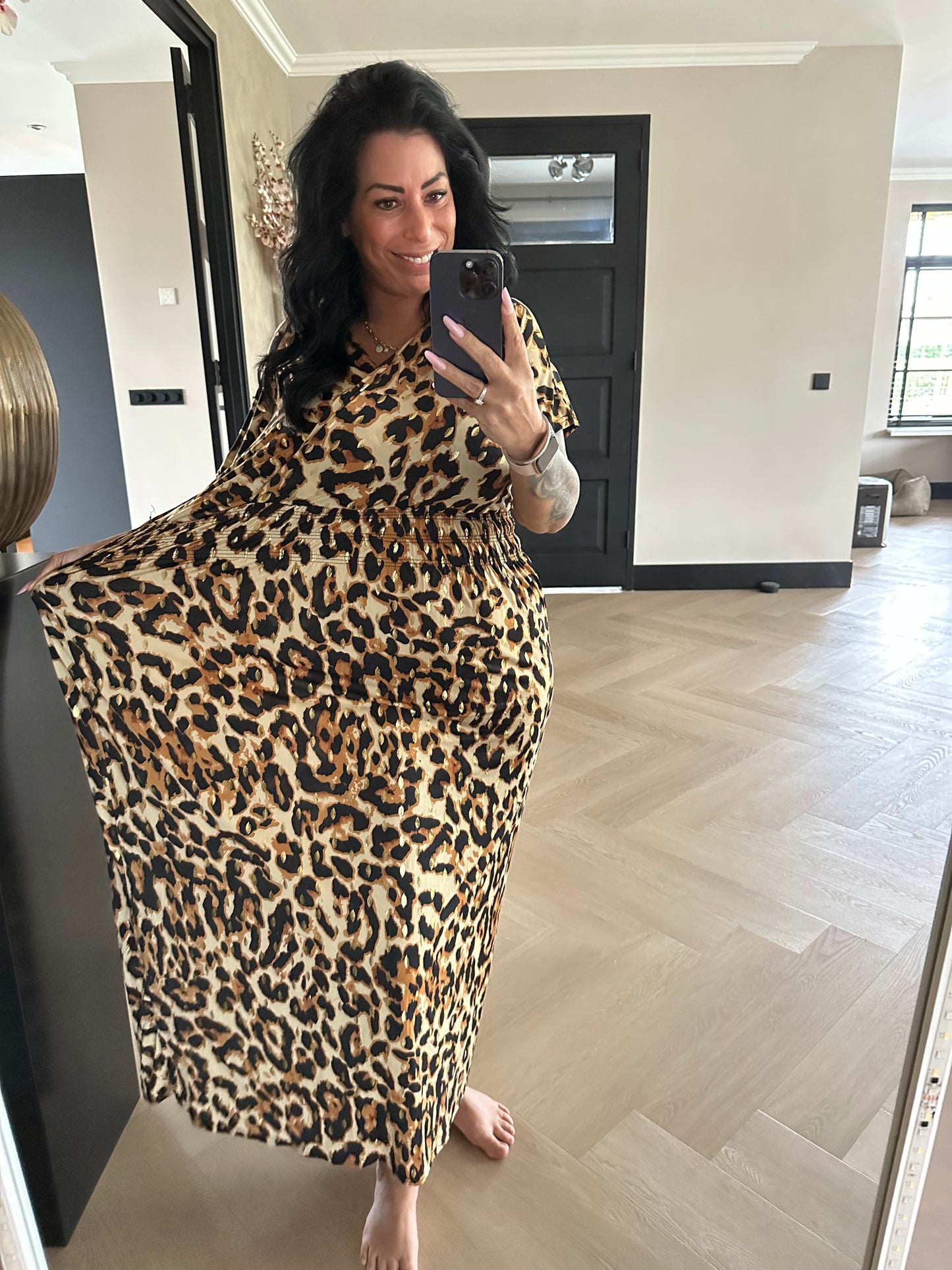 MAGIC Dress Long Leopard Gold Camel