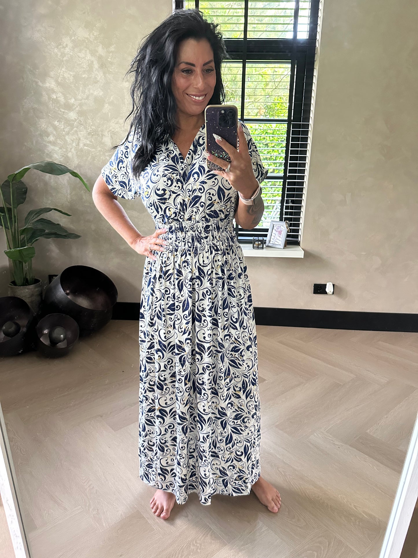 MAGIC Dress Navy White Gold