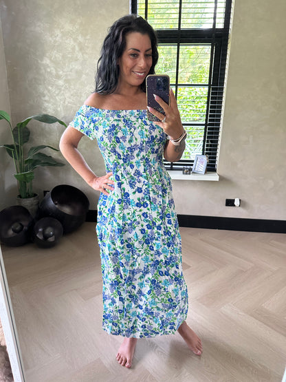 Floral Wrap Dress Blue