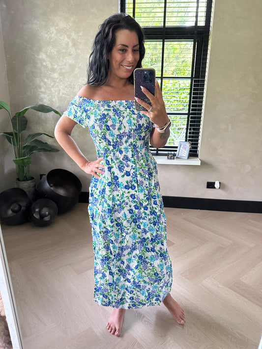 Floral Wrap Dress Blue