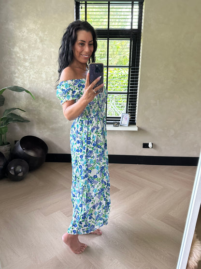 Floral Wrap Dress Blue