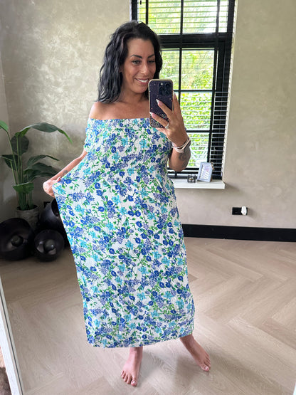 Floral Wrap Dress Blue