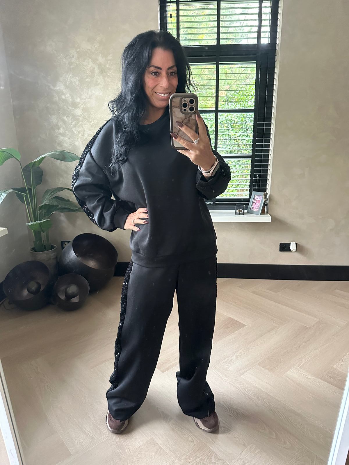 Pailletten Comfy Set Black