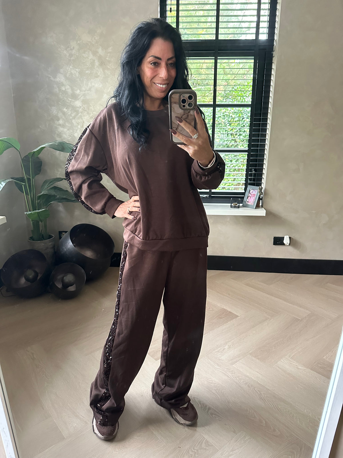 Pailletten Comfy Set Brown