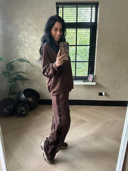 Pailletten Comfy Set Brown