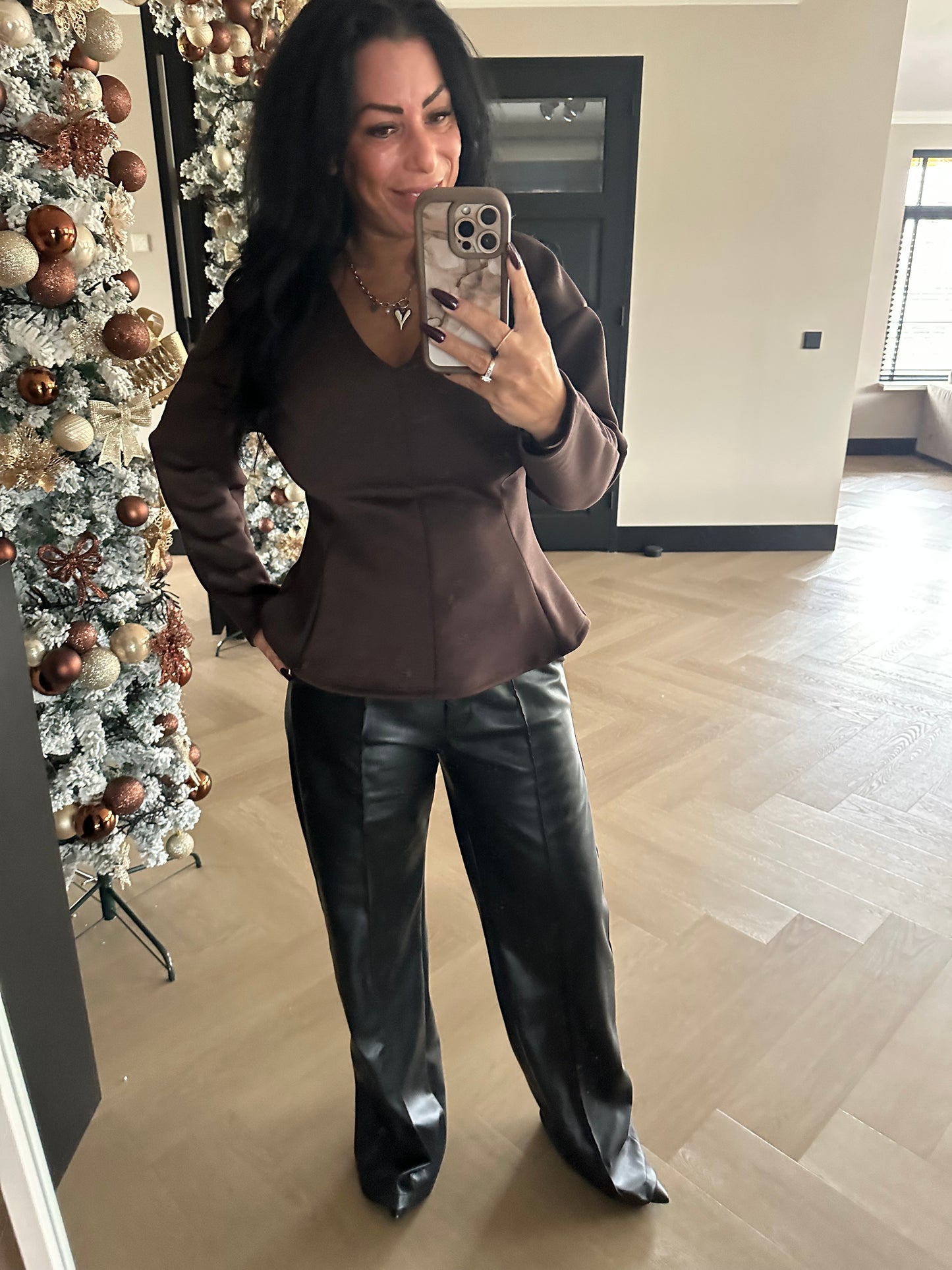 Peplum Top Chocolate