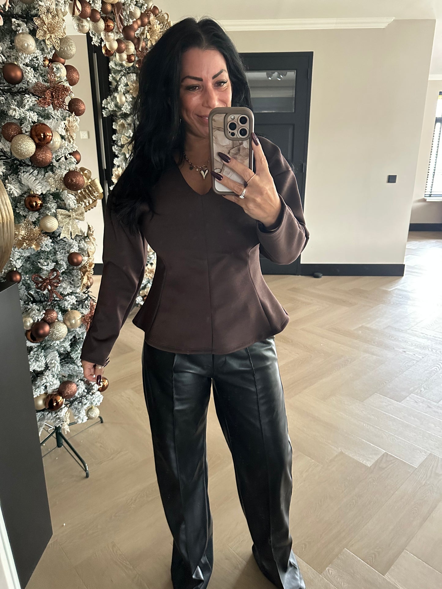 Peplum Top Chocolate