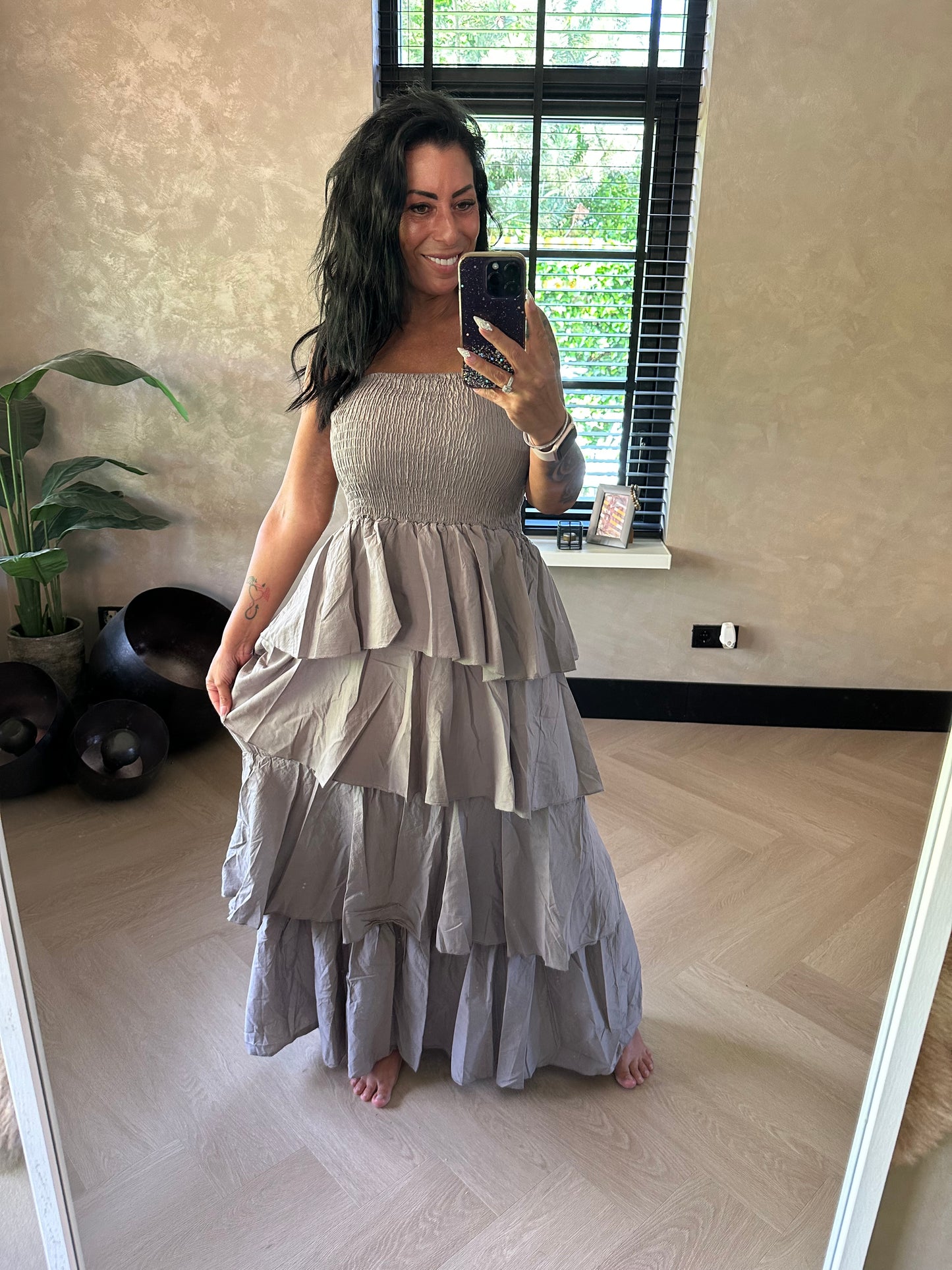 Chevy-Kleid mit Taschen Rosa