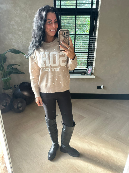 SOHO Polka Dot Sweater Beige