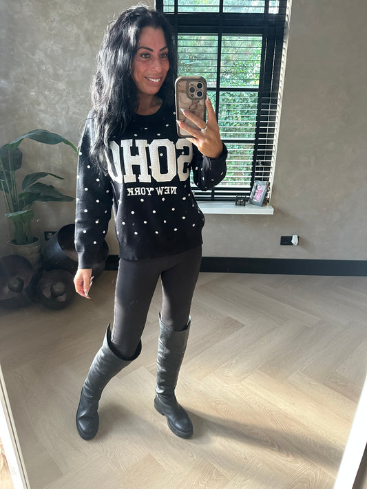 SOHO Polka Dot Sweater Black