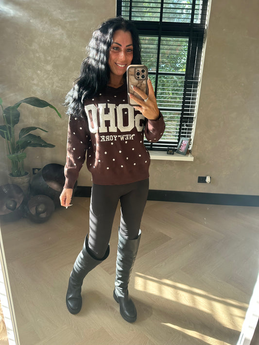 SOHO Polka Dot Sweater Brown