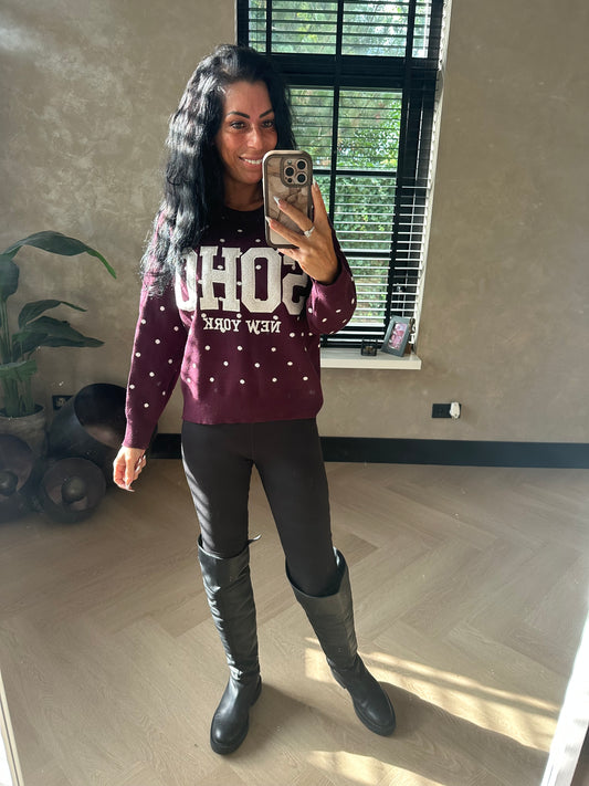 SOHO Polka Dot Sweater Plum