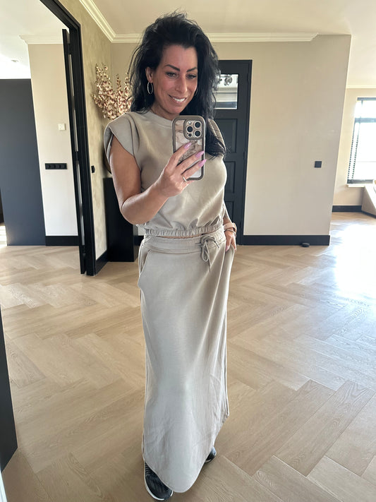 Comfy Skirt Set Taupe