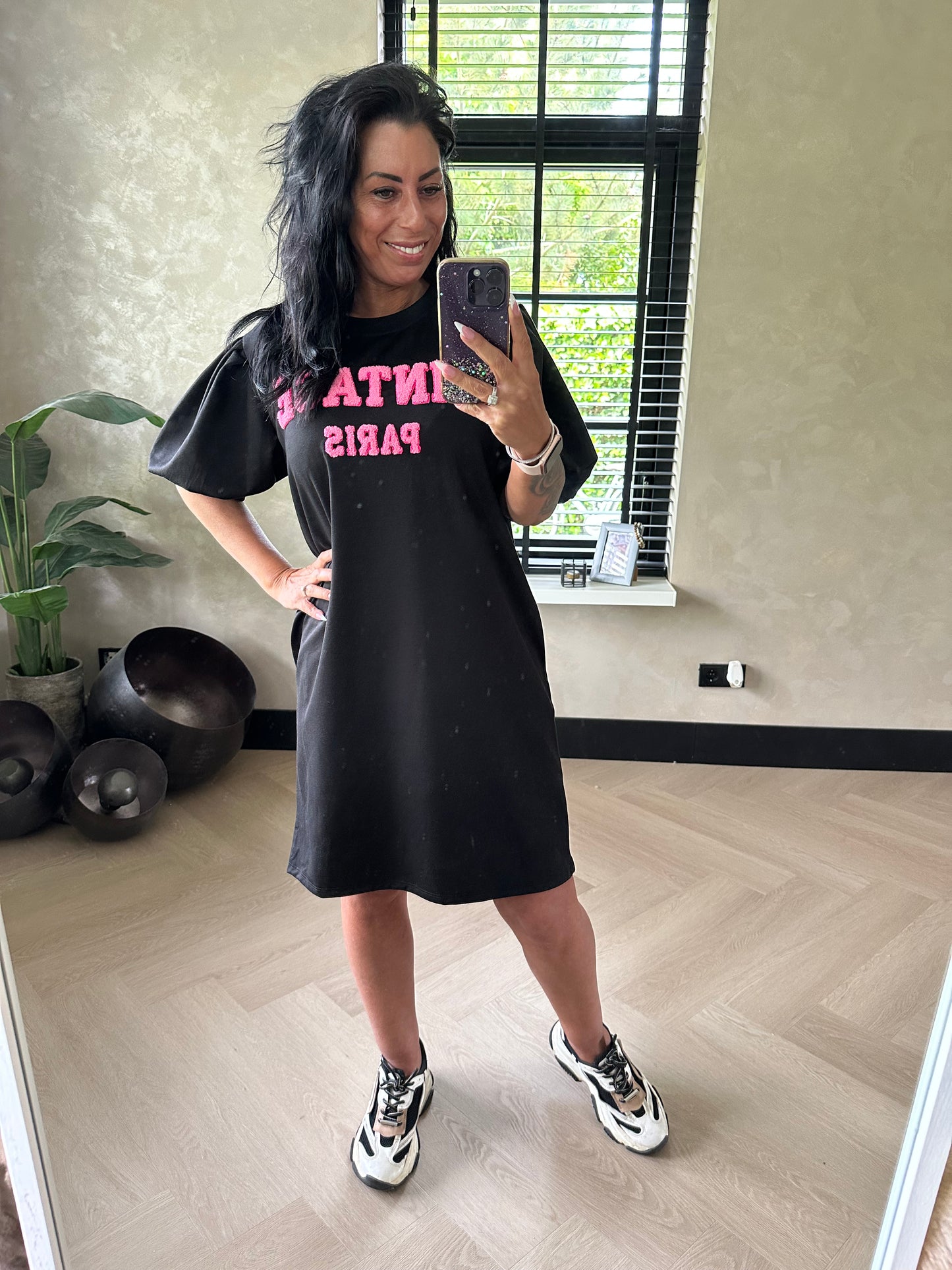 Chevy-Kleid mit Taschen Rosa