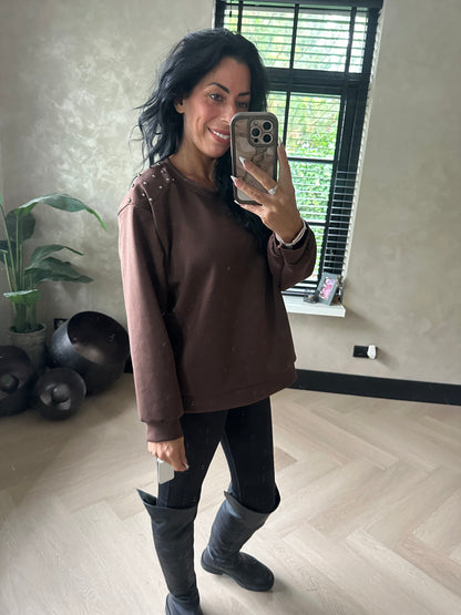 Sweater With Studs Brown