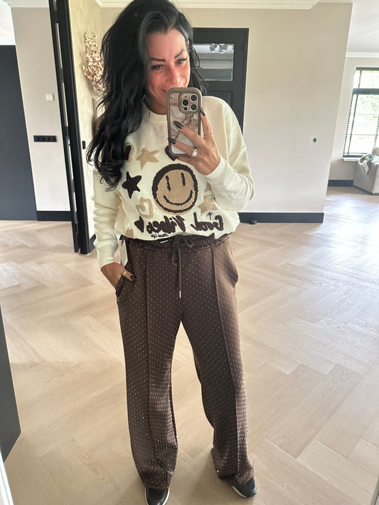 Tess Glitter Jogger Brown