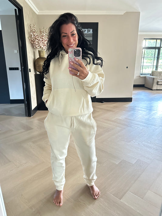 Jogging Set Met Capuchon Creme