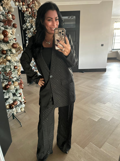Lizzy Glitter Blazer Set Black