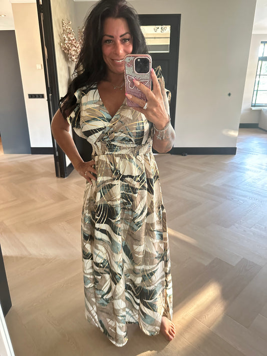 Elena Long Golden Dress Brown