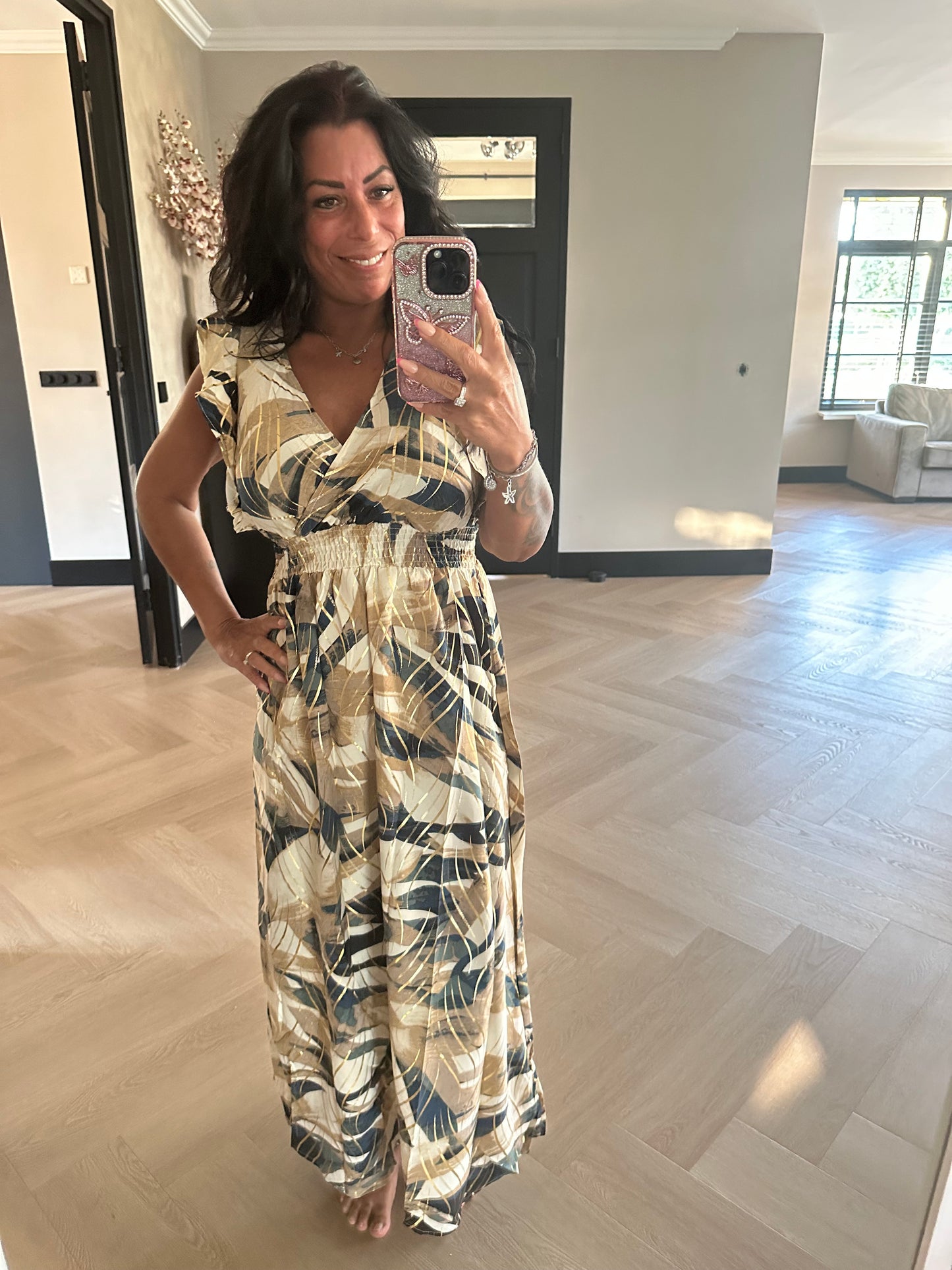 Elena Long Golden Dress Camel