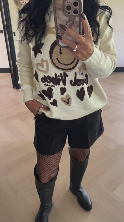 GOOD VIBES Sweater Brown