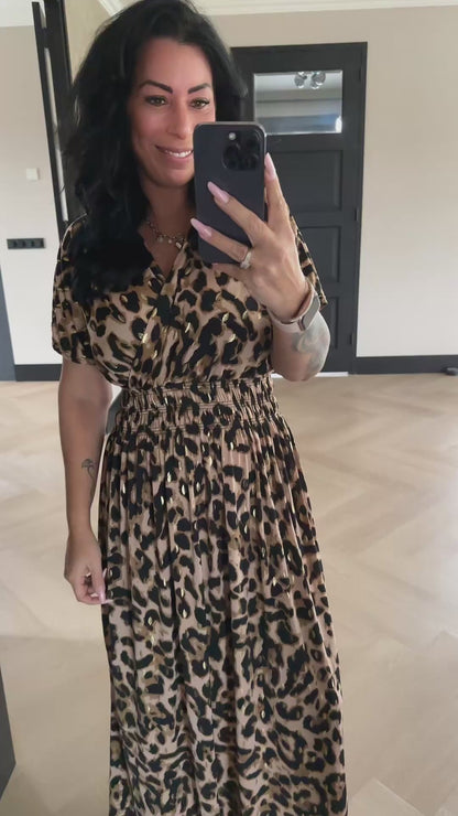 MAGIC Dress Long Leopard Gold Camel