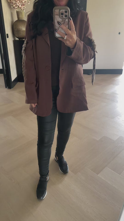 Emma Blazer Met Strik Chocolate